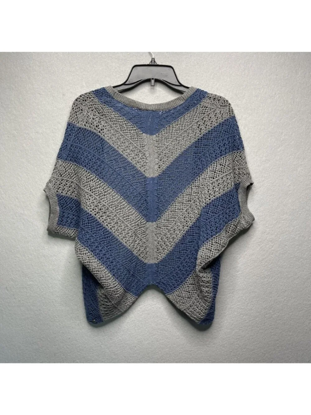 Roxy Womens Blue & Gray Chevron Knit Open Front Cardigan Sweater S Lightweight - Picture 4 of 5